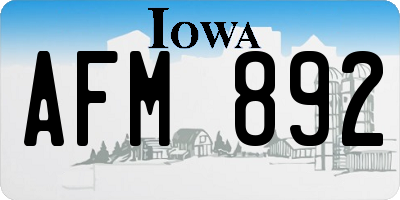 IA license plate AFM892