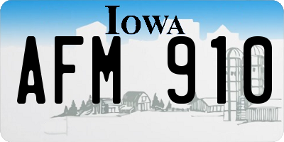 IA license plate AFM910