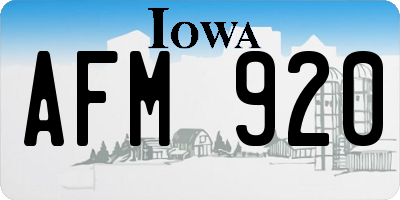 IA license plate AFM920