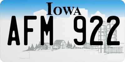 IA license plate AFM922