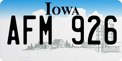 IA license plate AFM926