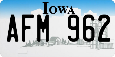 IA license plate AFM962