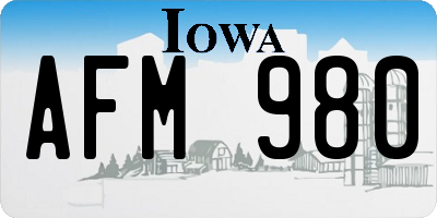 IA license plate AFM980