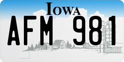 IA license plate AFM981