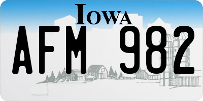 IA license plate AFM982