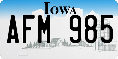 IA license plate AFM985