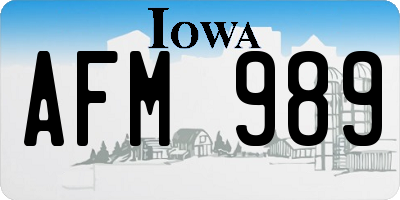 IA license plate AFM989