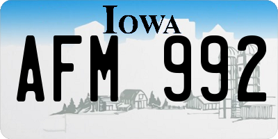 IA license plate AFM992