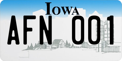 IA license plate AFN001