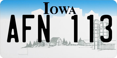 IA license plate AFN113