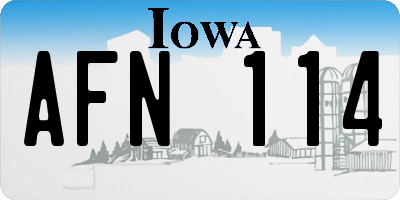 IA license plate AFN114