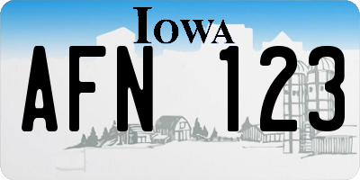 IA license plate AFN123