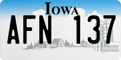 IA license plate AFN137