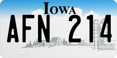 IA license plate AFN214