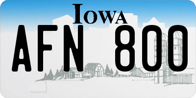 IA license plate AFN800