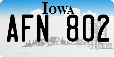IA license plate AFN802