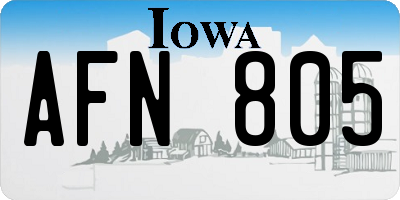 IA license plate AFN805