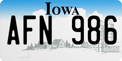 IA license plate AFN986