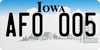 IA license plate AFO005