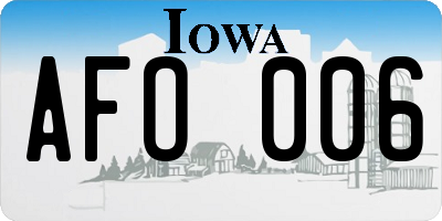 IA license plate AFO006