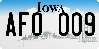 IA license plate AFO009
