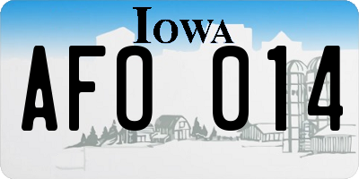 IA license plate AFO014