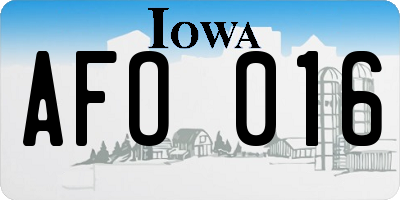 IA license plate AFO016