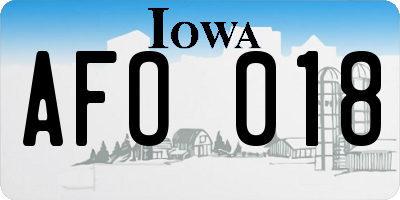 IA license plate AFO018