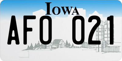 IA license plate AFO021