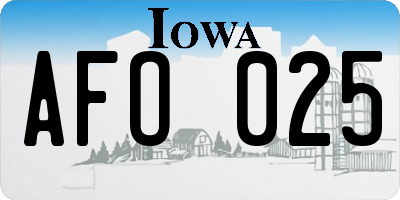 IA license plate AFO025
