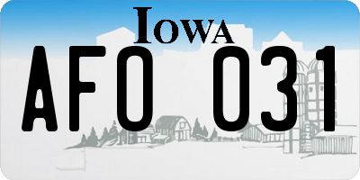 IA license plate AFO031