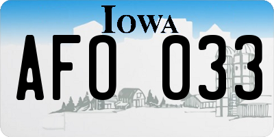 IA license plate AFO033
