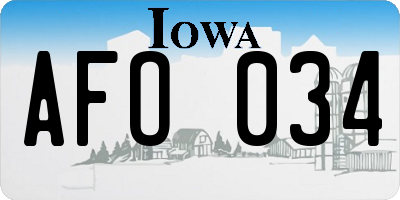IA license plate AFO034