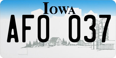 IA license plate AFO037