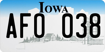 IA license plate AFO038
