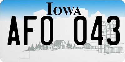 IA license plate AFO043