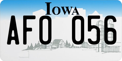 IA license plate AFO056