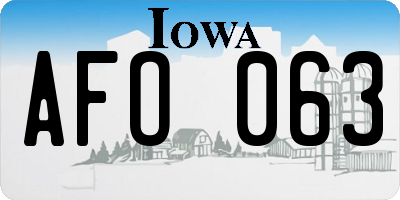IA license plate AFO063