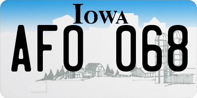 IA license plate AFO068