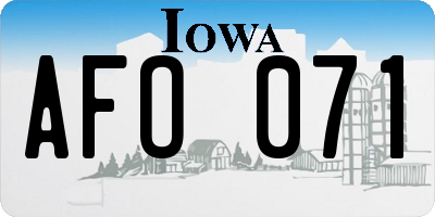 IA license plate AFO071