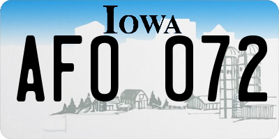 IA license plate AFO072