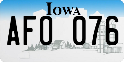 IA license plate AFO076