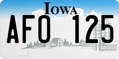 IA license plate AFO125