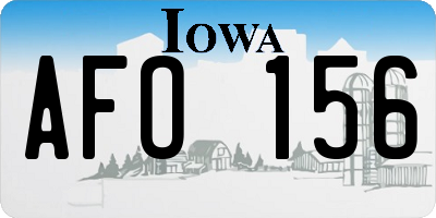 IA license plate AFO156