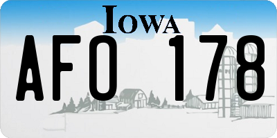 IA license plate AFO178