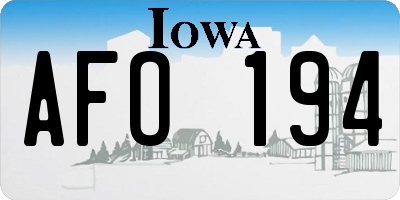IA license plate AFO194