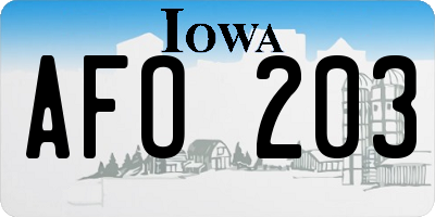 IA license plate AFO203