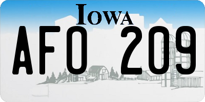IA license plate AFO209