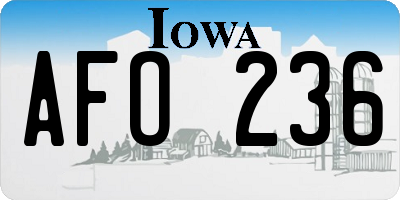 IA license plate AFO236