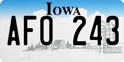 IA license plate AFO243